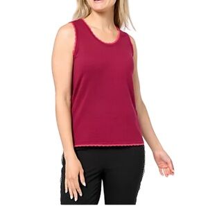 NEW Isaac Mizrahi Live! Pointelle Tank with Scallop Trim